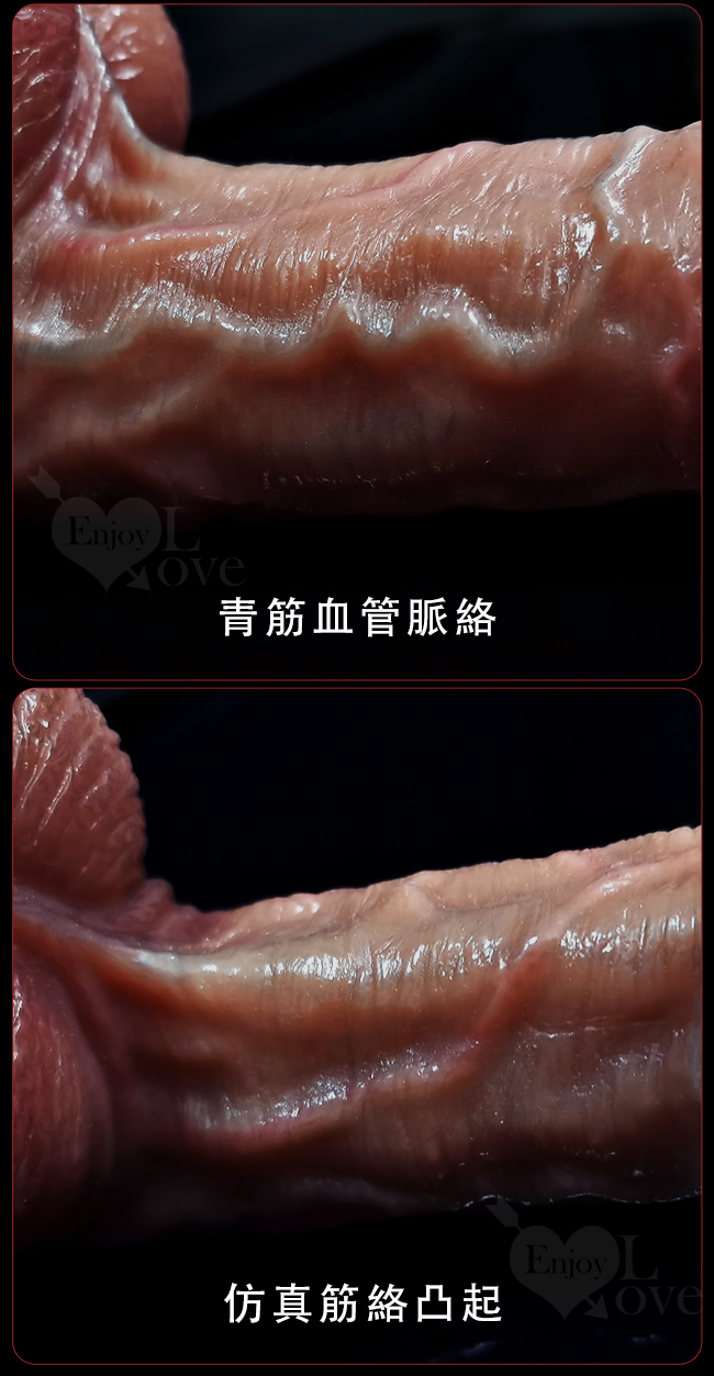 JIUAI 撸撸肌 ‧ 超高仿真擼動皮紋/活動睪丸 雙層液態硅膠吸盤老二按摩棒﹝小號﹞