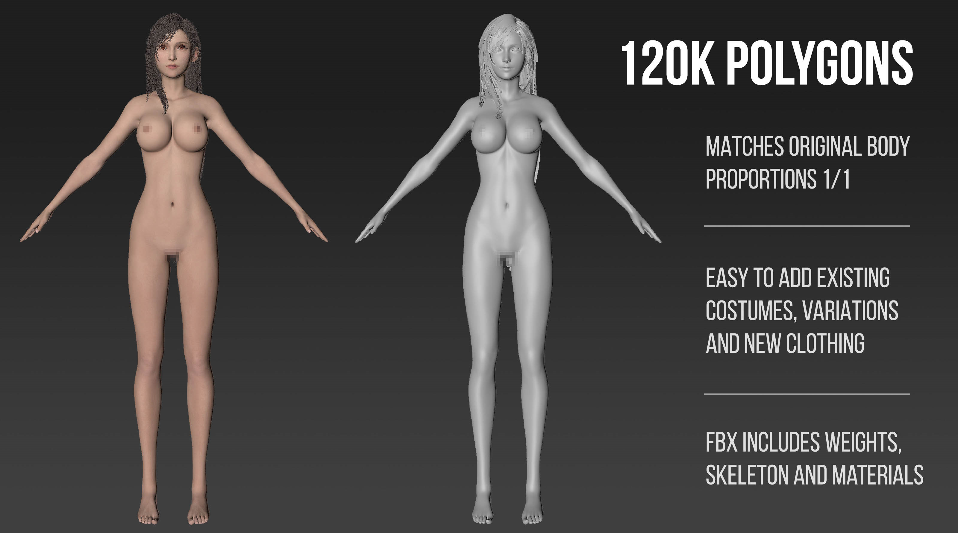 《FF7重製版 Intergrade》最新「蒂法裸體模組」釋出！４Ｋ材質１２萬高面數讓你色色！
