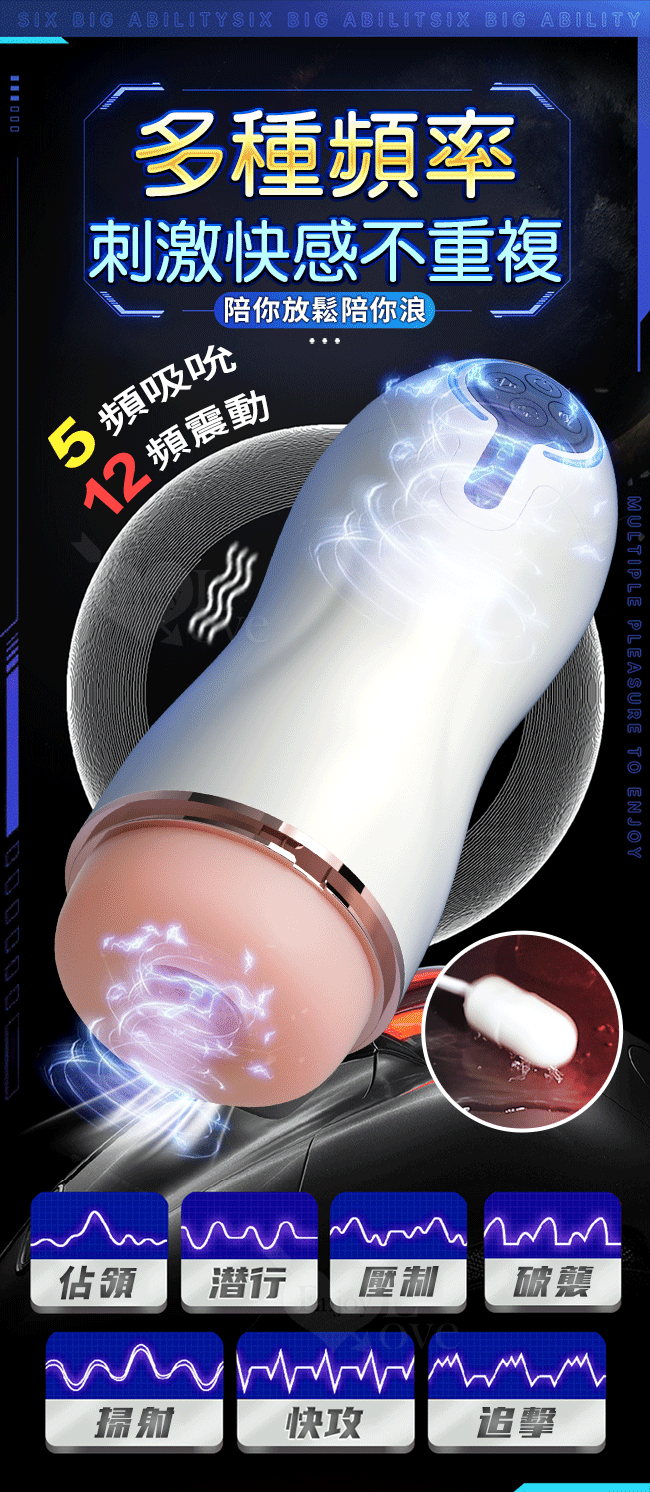 FUTURE CUP 未來 智能5X12深度吮吸收縮震動深喉榨精飛機杯﹝5頻吸吮蠕動+12頻震動+呻吟語音+環繞加溫+充電﹞