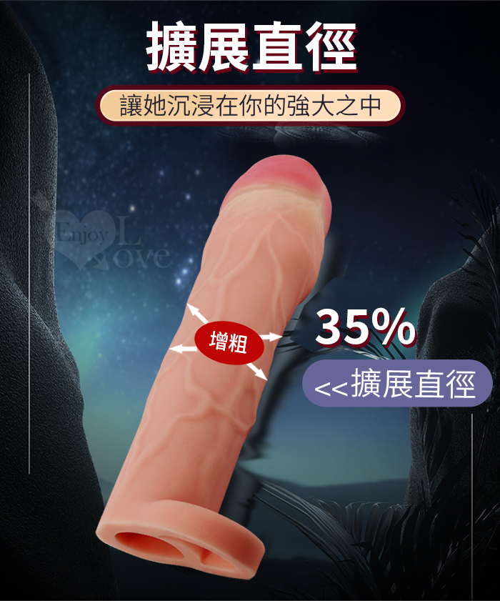 派蒂菈 ‧ Hani 哈尼 彈軟束精固蛋仿真筋絡猛男加強套﹝拓展增粗35% 增長6.5公分﹞