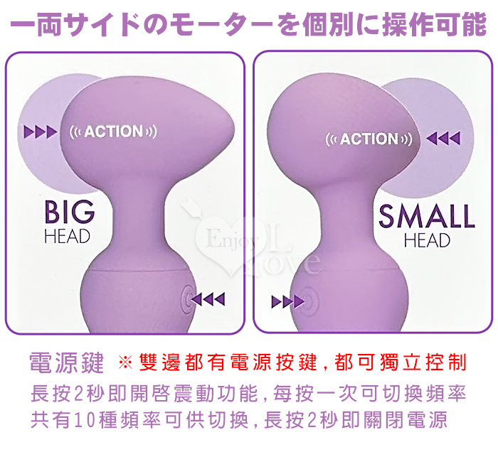 日本Prime ‧ DABU-DEN蛋グ型 10x10強力振動個別に楽し按摩器﹝雙邊可獨立控制﹞紫【特別提供保固6個月】