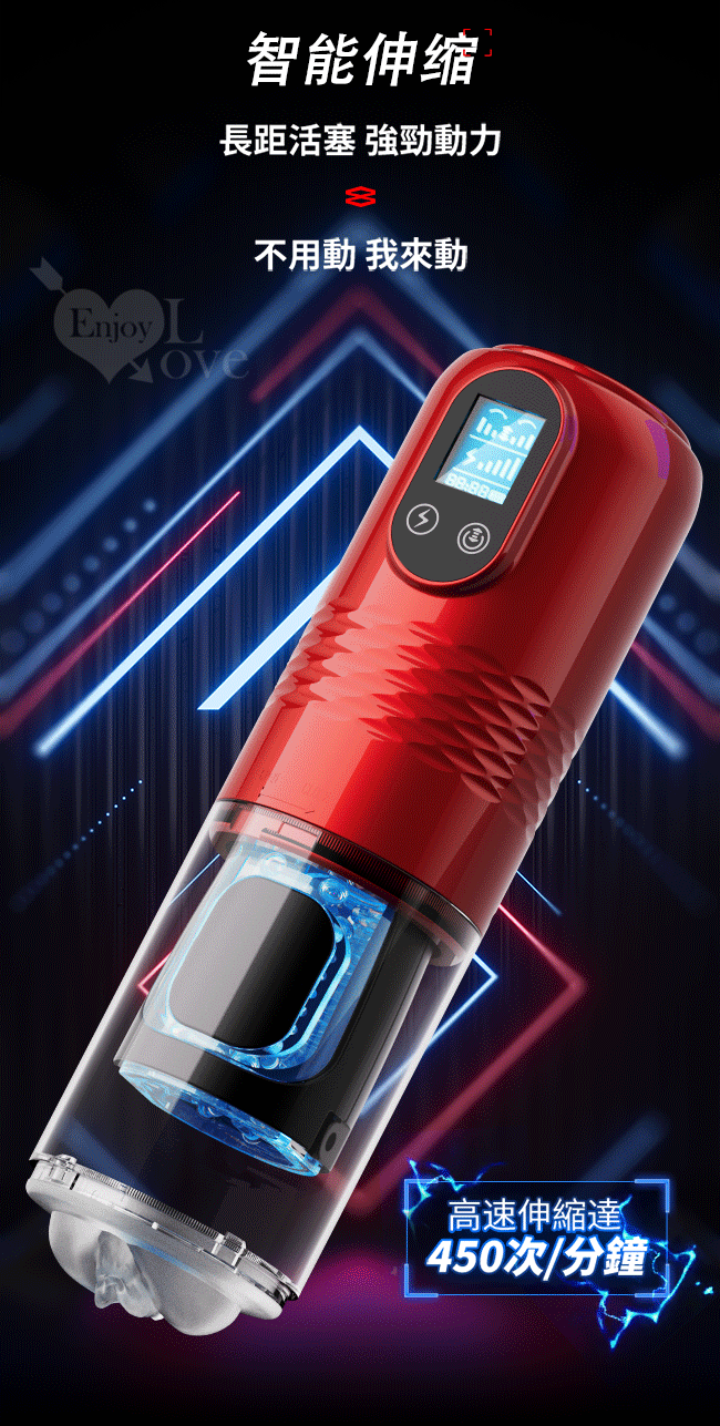 Luoge 紅鑽 液晶顯示6段活塞伸縮x10頻震動榨精飛機自慰杯
