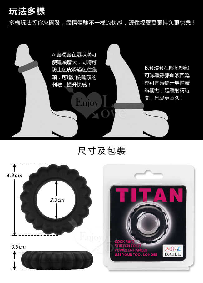 【BAILE】TITAN 高級加厚型鎖精加強環 - B款