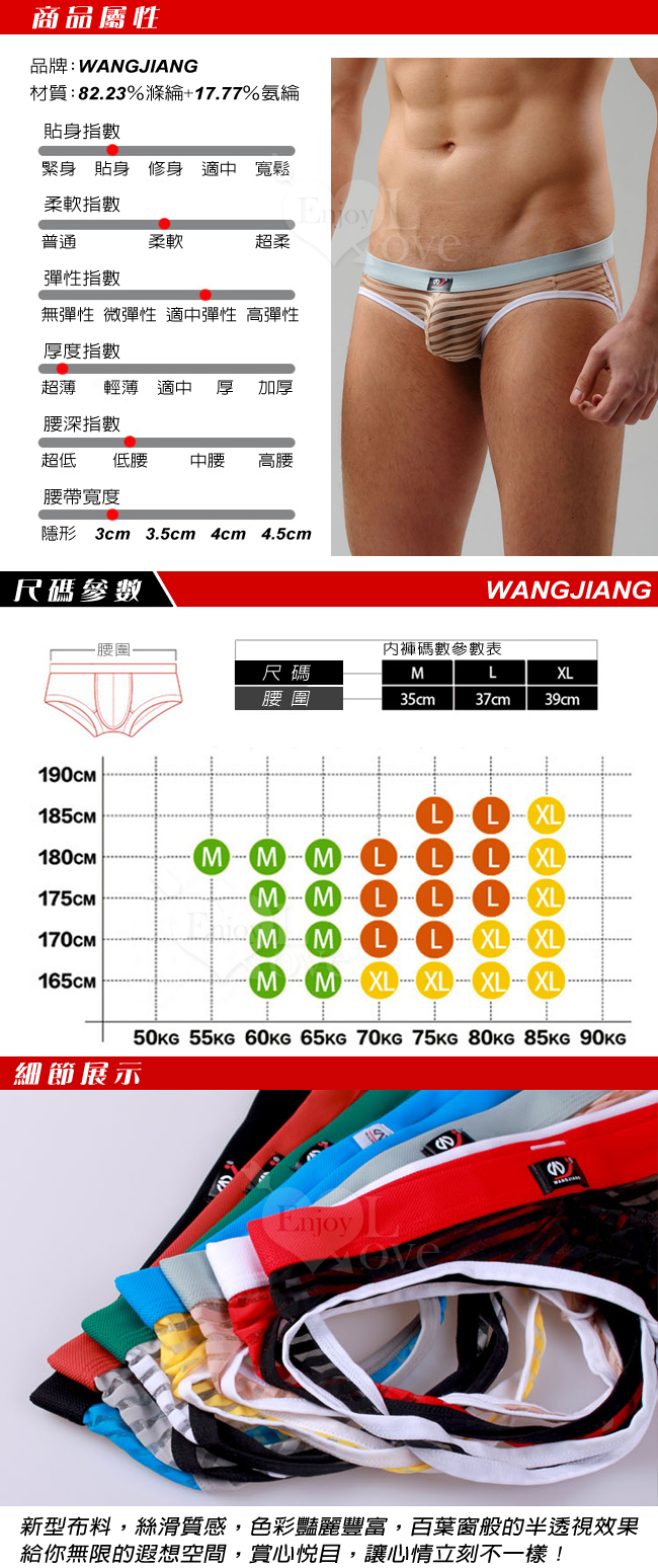 【網將WJ】條紋網紗半透明性感露臀造型褲﹝米 XL﹞