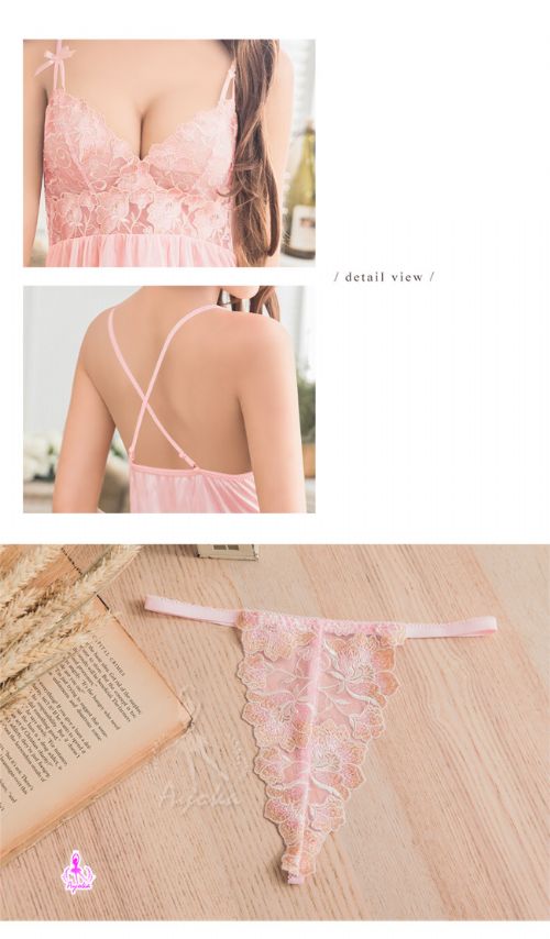 甜蜜粉紅柔緞短版前開襟二件式睡衣(特)