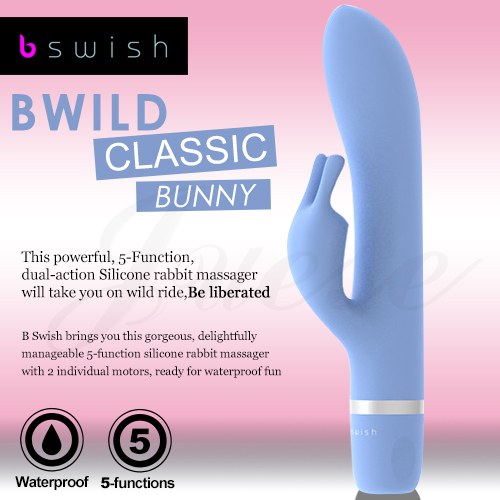 美國BSwish-Bwild Classic Bunny 狂野經典邦尼兔5段變頻按摩棒-藍色