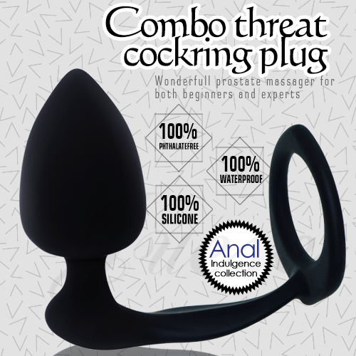Combo threat Cockring Plug 高品質後庭前列腺鎖精環-桃心