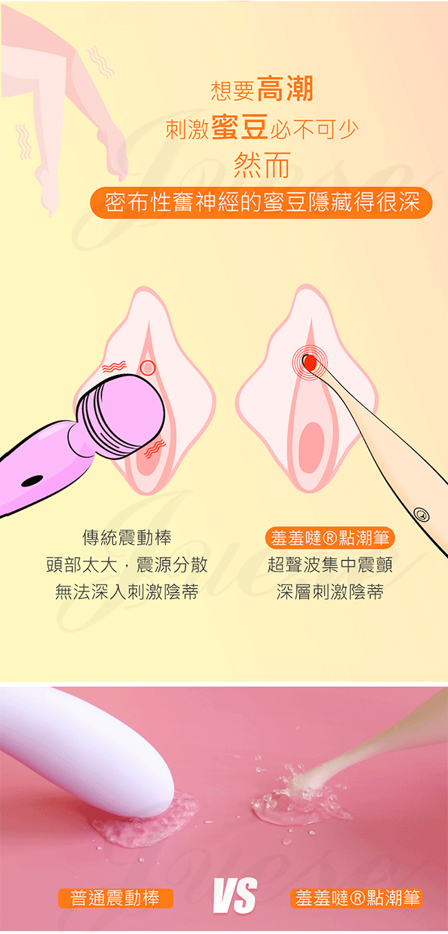 香港久興-點潮筆 10段變頻 聲波震擊蜜豆刺激矽膠按摩棒-暖米白