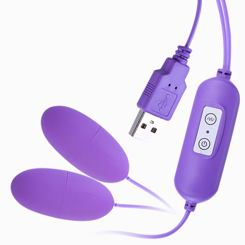 網愛族必備 USB 20段變頻震動磨砂雙跳蛋-紫色