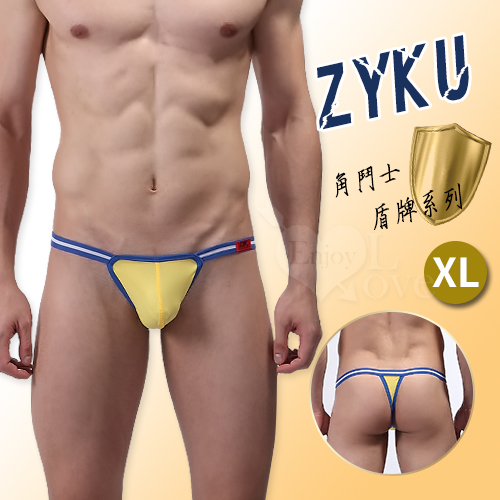 【ZYKU】角鬥士盾牌系列 ‧ 拼色包邊舒適冰絲T字褲﹝黃 XL﹞