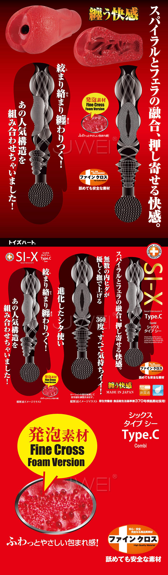日本原裝進口TH．SI-X Type C 無數螺旋褶皺通道自慰器-Combi