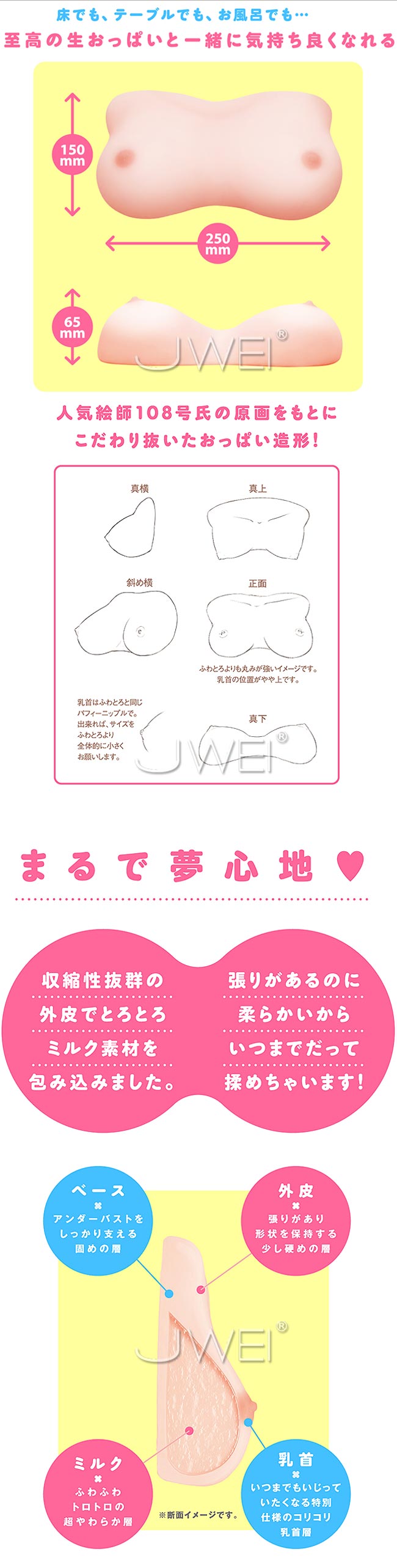 日本原裝進口EXE‧ふわふわおっぱいリアル雙層材質超柔胸部乳交自慰器