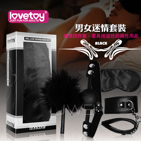 Lovetoy．黑色天使套裝7 -SM超值禮盒組(口塞+手銬+眼罩+調情羽毛)