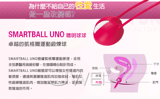 德國FUN FACTORY． SMARTBALL UNO 聰明球球第三代-單球(紫白)