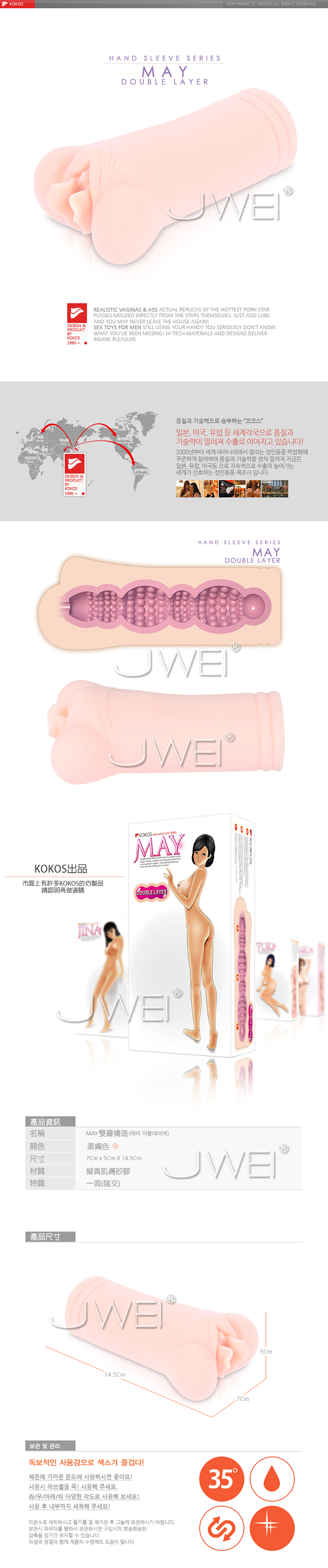 韓國KOKOS‧mini masturbator 雙層構造小型超擬真自慰器-May