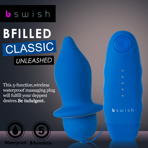 美國BSwish-Bfilled Classic Unleashed滿足經典型釋放5段變頻後庭按摩棒-藍色