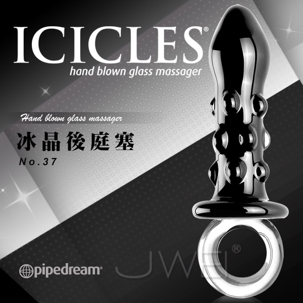 美國進口PIPEDREAM．ICICLES冰晶玻璃系列-NO.37 黑暗騎士 大凸點拉環後庭塞