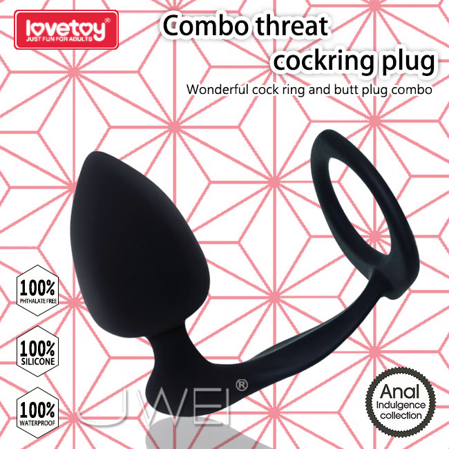 Lovetoy．Combo threat cockring plug 鎖精環+桃型肛塞