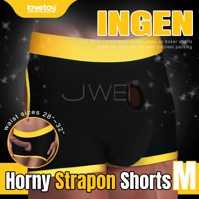 Lovetoy．INGEN系列Horny Strapon Shorts舒適透氣挖空露臀穿戴褲-M