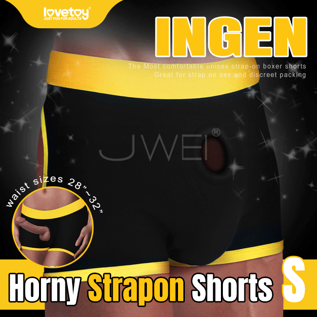Lovetoy．INGEN系列Horny Strapon Shorts舒適透氣挖空露臀穿戴褲-S