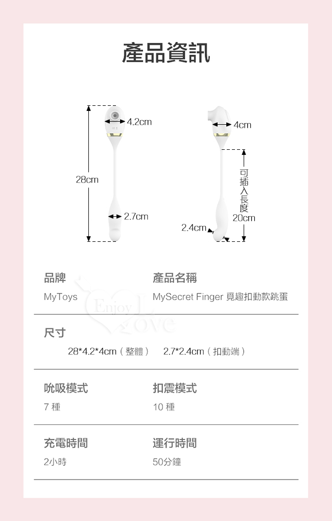 Mytoys．MySecret Finger 覓趣Ⅱ 雙馬達吸吮+摳動式震動跳蛋 三管齊下內外爽潮按摩器【特別提供保固6個月】