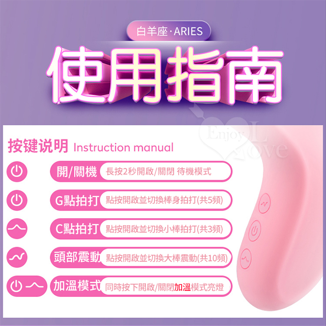 EROCOME伊珞．ARIES 白羊座 三管齊下內外共糕潮多功能黑科技按摩棒【特別提供保固6個月】