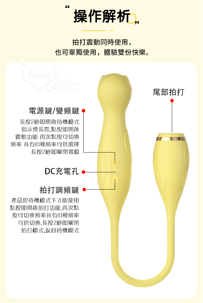 LILO 來樂 ‧ 萌貓 一體二用雙重愉悅按摩器 ﹝10+10頭部震動/尾部拍打觸擊+親膚硅膠+防水靜音+USB充電﹞【特別提供保固6個月】