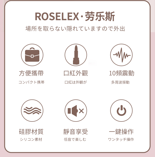 ROSELEX 勞樂斯 ‧ 艾米 探索雙穴5連珠按摩棒 ﹝一棒多用+10段激震變頻+精美口紅造型+磁吸式充電﹞【特別提供保固6個月】