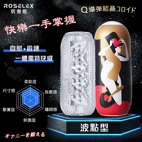 ROSELEX 勞樂斯‧ 快樂一手掌握 凸粒包覆刺激Q彈水晶膠體自慰套﹝波點型﹞