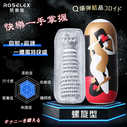 ROSELEX 勞樂斯‧ 快樂一手掌握 多橫紋摩擦通道Q彈水晶膠體自慰套﹝螺旋型﹞