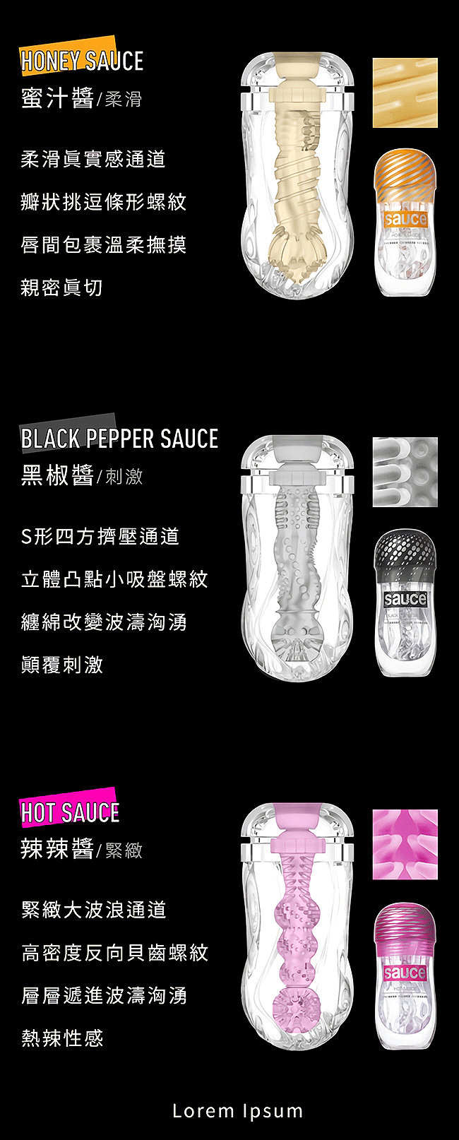 【品牌大使林采緹推薦】Sauce．黑椒醬 超真實通道 自慰/訓練 火箭飛機杯﹝進階﹞