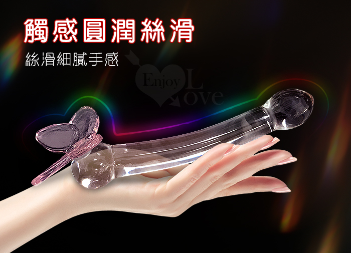 彩花蝶 雙色水晶玻璃刺激棒﹝前後庭都通用﹞