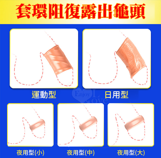 取悅 ‧ Cock Ring 包皮阻復5件套裝組 - 一般型﹝運動+日用+夜用﹞