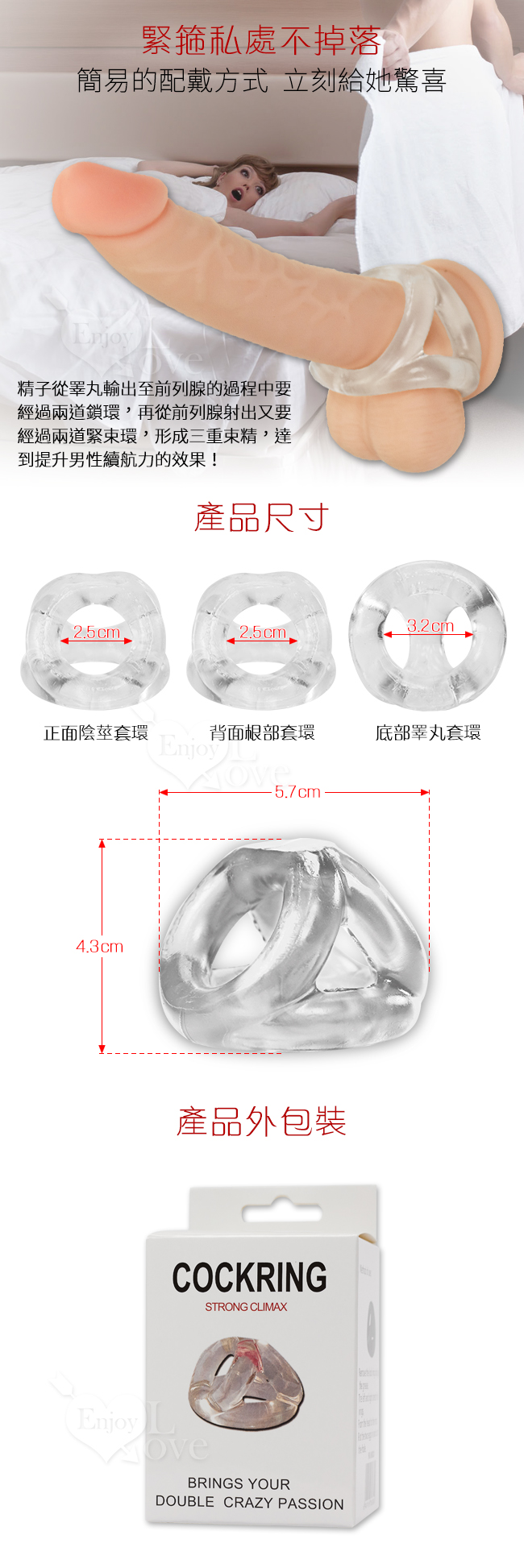 COCKRING 力丸 老二根部加強鎖精連套環﹝透明白﹞