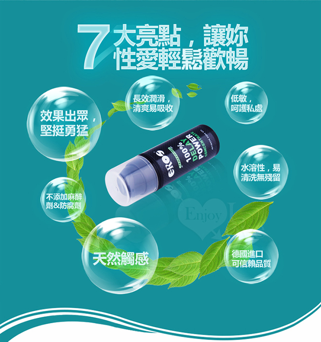 德國Eros ‧ 100% Delay Power 堅挺+延時+潤滑 三效合一 薄荷清感能量潤滑液 30ml