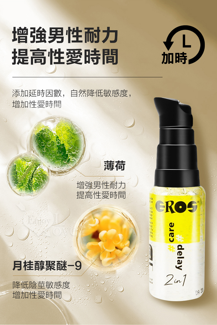 德國Eros ‧ 2in1 敏感肌膚潤滑x延時性愛效果 敏感久時潤滑凝膠 30ml