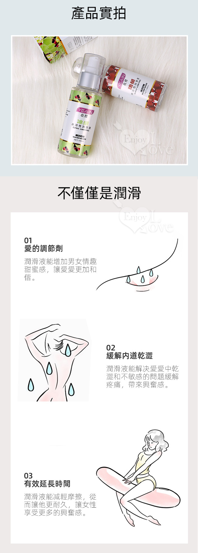 YEAIN夜樱 ‧ 熱感草莓 - 萃取蘆薈元素水溶性潤滑液﹝熱浪激情﹞ 100ml