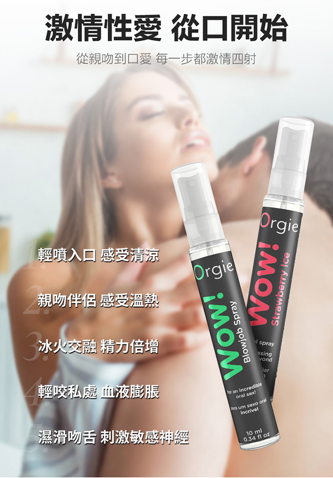 葡萄牙 ORGIE ‧ Wow! Strawberry Ice Bucal spray 薄荷草莓驚喜口交噴霧 10ml