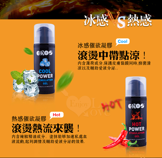 德國Eros ‧ HOT POWER 冰火之歡 愛火助燃 熱感催欲提升凝膠 30ml