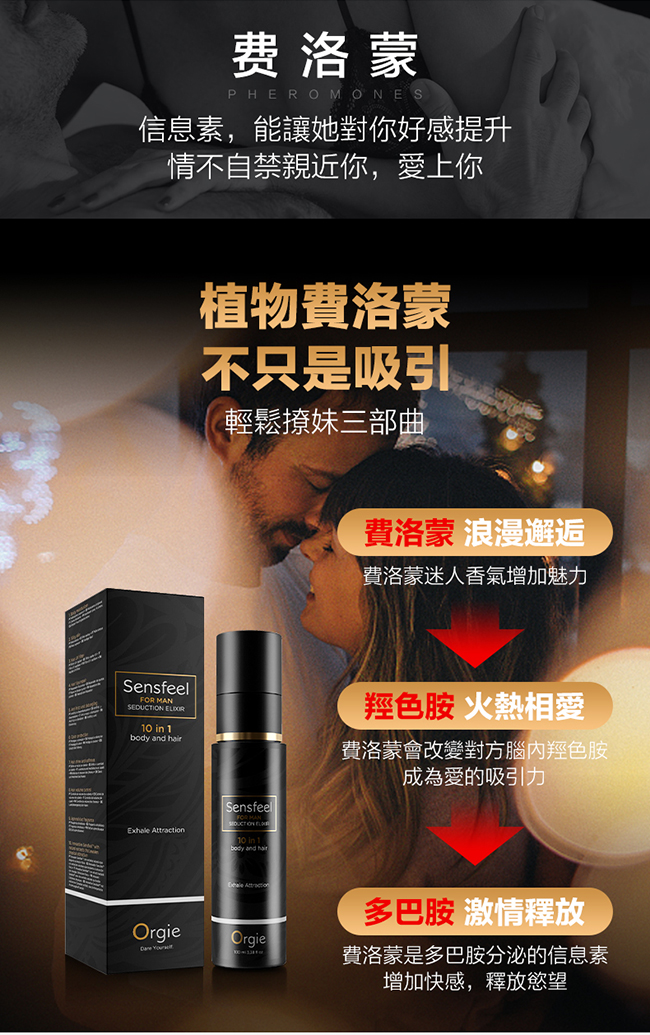 葡萄牙Orgie．nsfeel for Woman Seduction 植物費洛蒙男士固體液香水 100ml