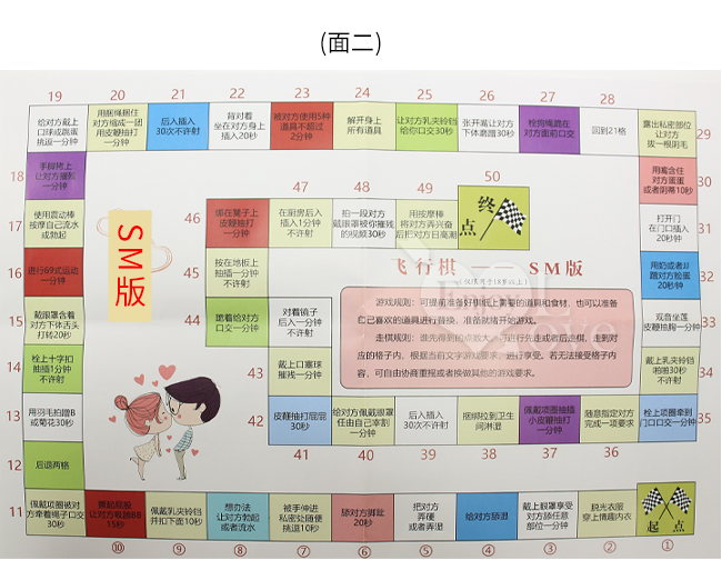 【另類玩具】飛行棋-情趣遊戲互動懲罰 極性刺激進階大挑戰 高級版+SM版（一版兩面）共89種小遊戲