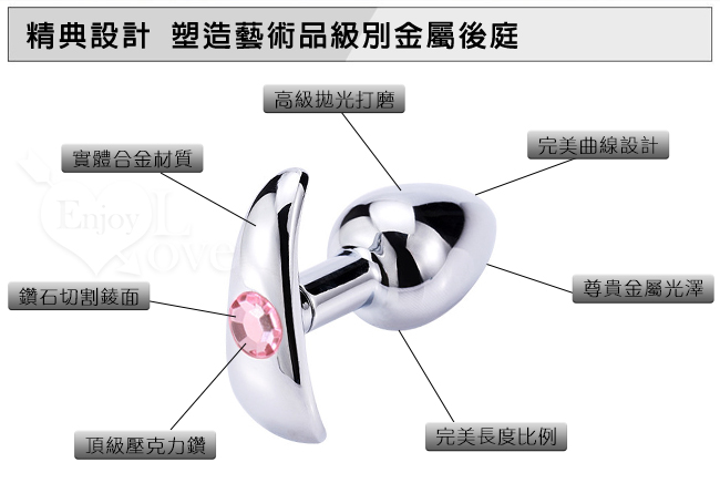 不銹鋼錨式穿戴肛塞 - 小號﹝粉晶寶石色﹞