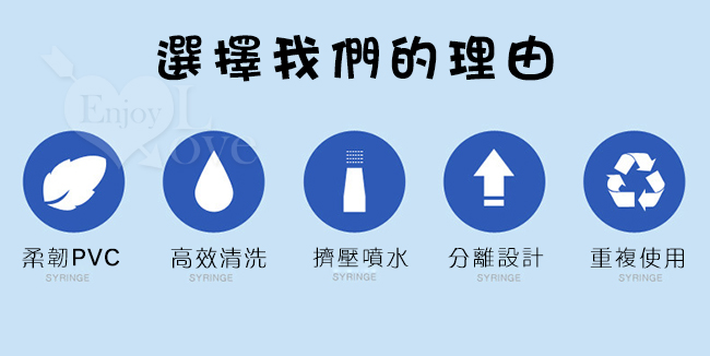 選擇理由 - 柔韌PVC/高效清洗/擠壓噴水/分離設計/重複使用