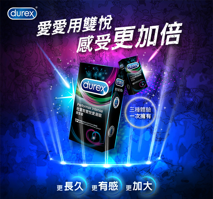 Durex 杜蕾斯雙悅愛潮裝衛生套3入﹝飆風碼+顆粒螺紋+舒適裝﹞