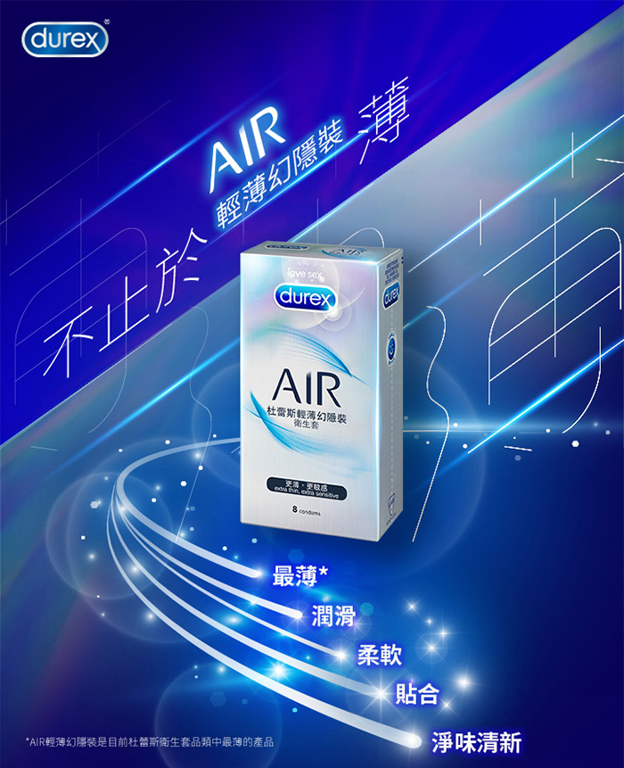 Durex 杜蕾斯‧AIR輕薄幻隱裝衛生套 8入