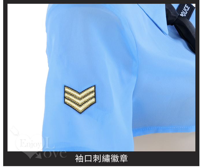 女警角色扮演服！挖空細帶短上衣包臀短裙吊襪帶五件式套裝